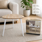 2 Mesitas Auxiliares Modernas con Mesa de Madera Tallada