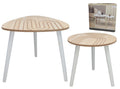 Set of 2 Modern Auxiliary Side Tables with Carved Wood Tops product images and lifestyle scenes