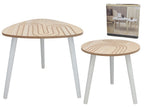 Set of 2 Modern Auxiliary Side Tables with Carved Wood Tops product images and lifestyle scenes