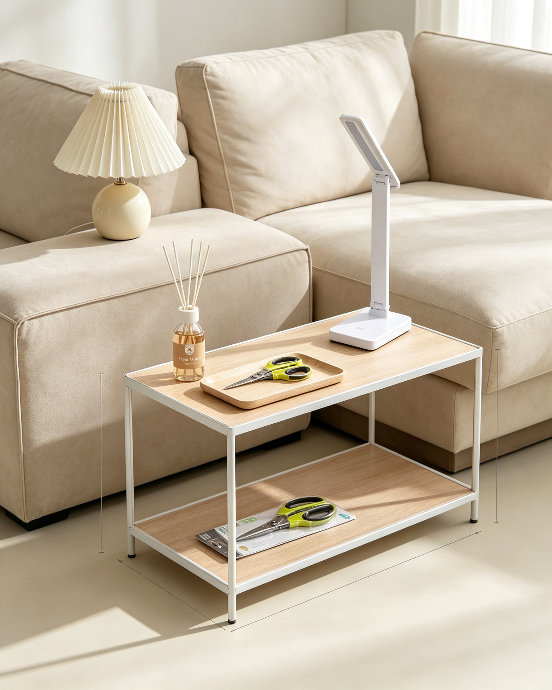 4-in-1 Essential Home Set - Side Table + LED Lamp + Holy Touch Reed Diffuser + Multipurpose Scissors