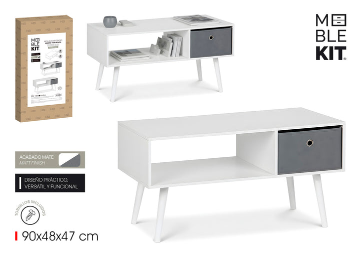 Meble Kit Modern White TV Stand with Storage Drawer product images and lifestyle scenes
