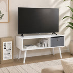 Mueble TV Blanco con Cajón de Almacenamiento