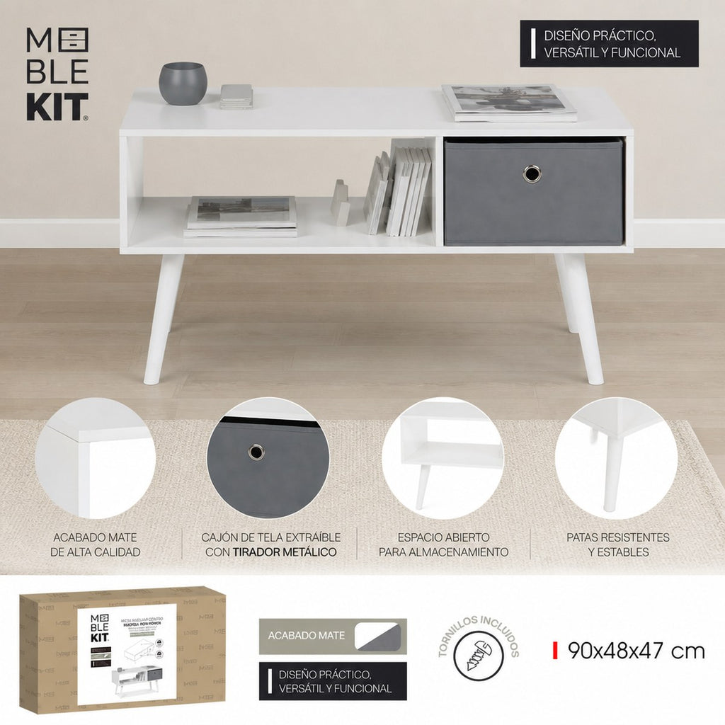 Mueble TV Blanco con Cajón de Almacenamiento