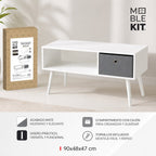 Mueble TV Blanco con Cajón de Almacenamiento