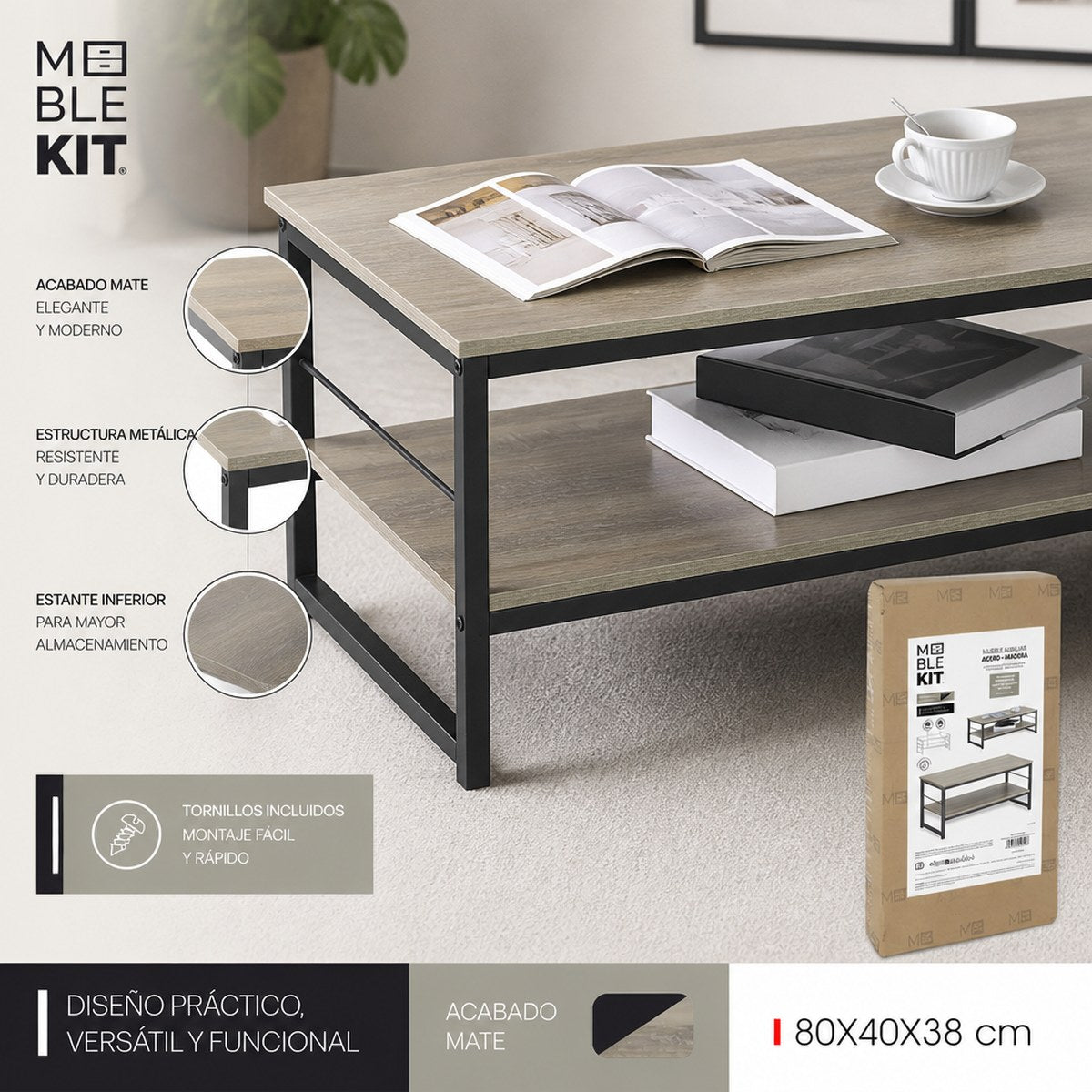 Mesa de Centro Industrial con Estante de Meble Kit