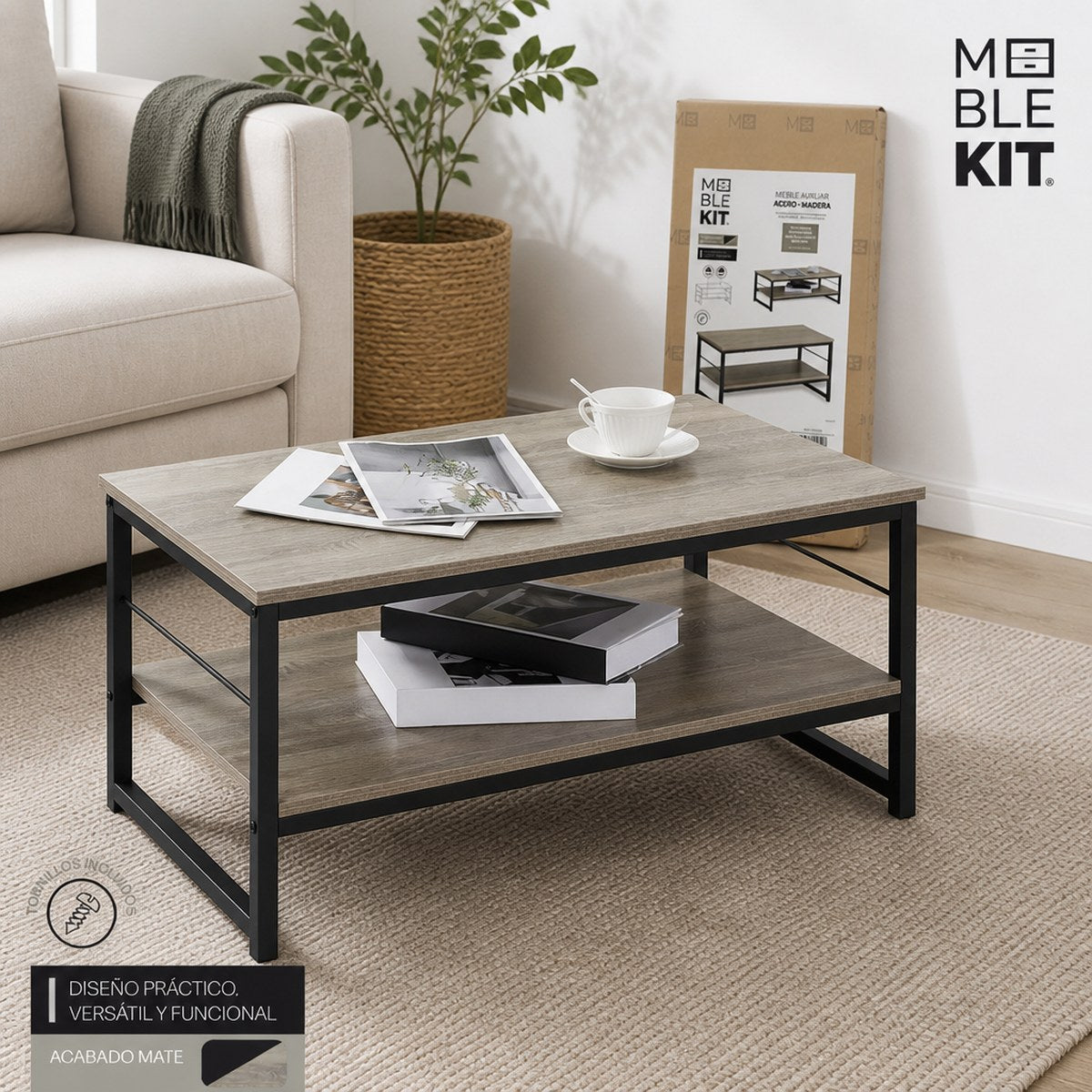 Mesa de Centro Industrial con Estante de Meble Kit
