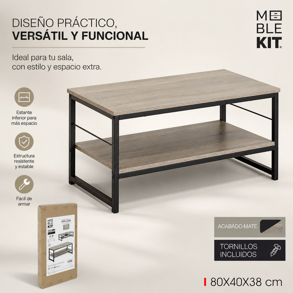 Mesa de Centro Industrial con Estante de Meble Kit