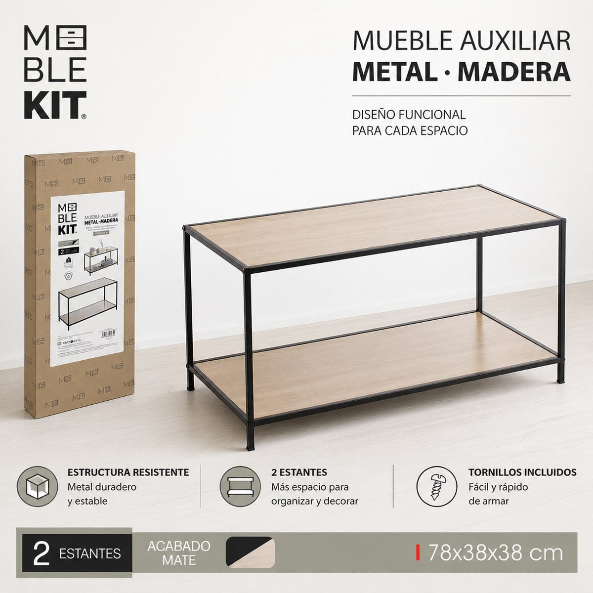 Mesa de Centro Meble Kit con 2 Estantes