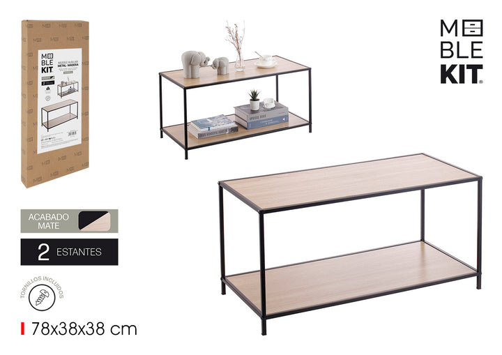 Meble Kit Coffee Table with 2 Shelves, Black Frame product images and lifestyle scenes