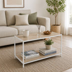 Meble Kit Coffee Table with 2 Shelves, White Frame