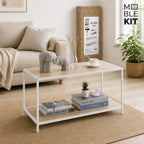 Meble Kit Coffee Table with 2 Shelves, White Frame
