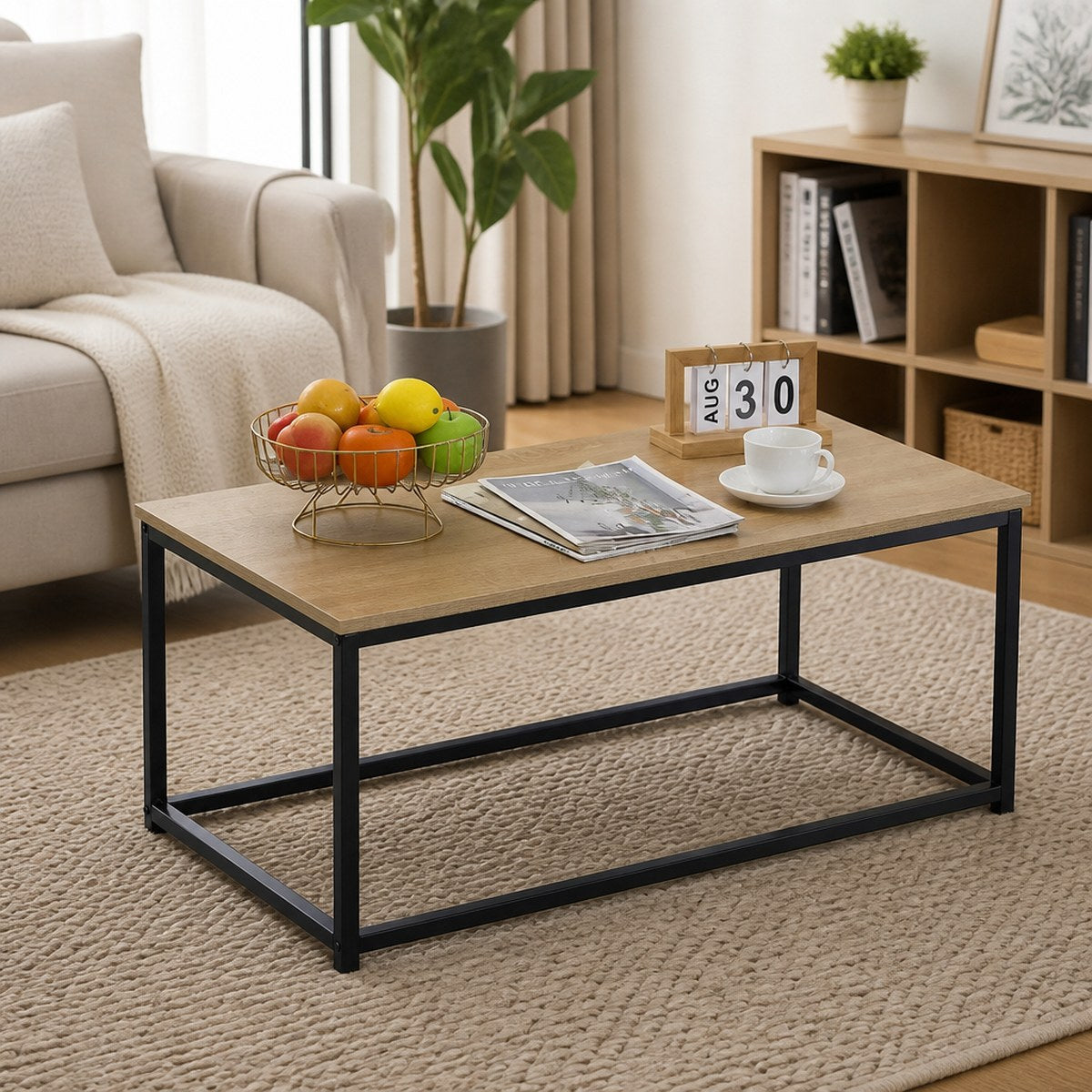 Modern Industrial Style Metal Frame Coffee Table