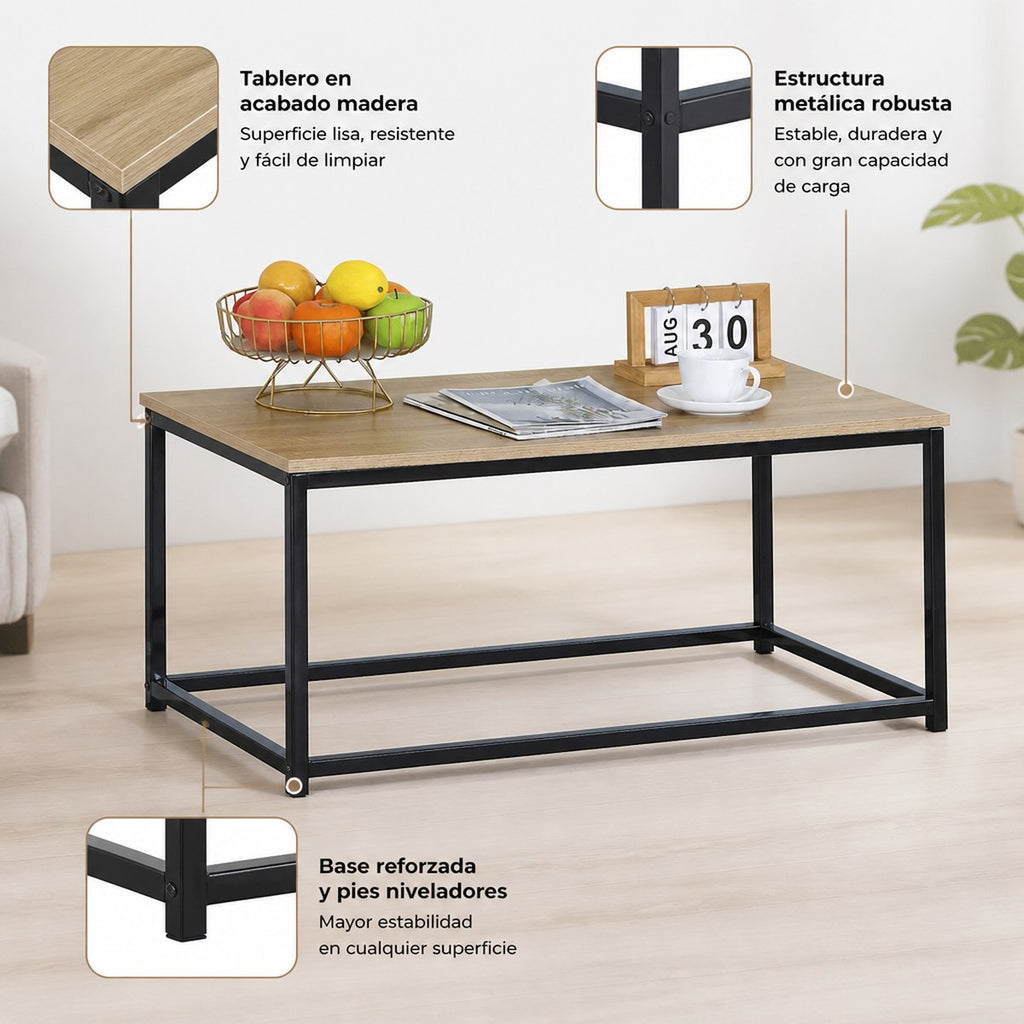 Modern Industrial Style Metal Frame Coffee Table