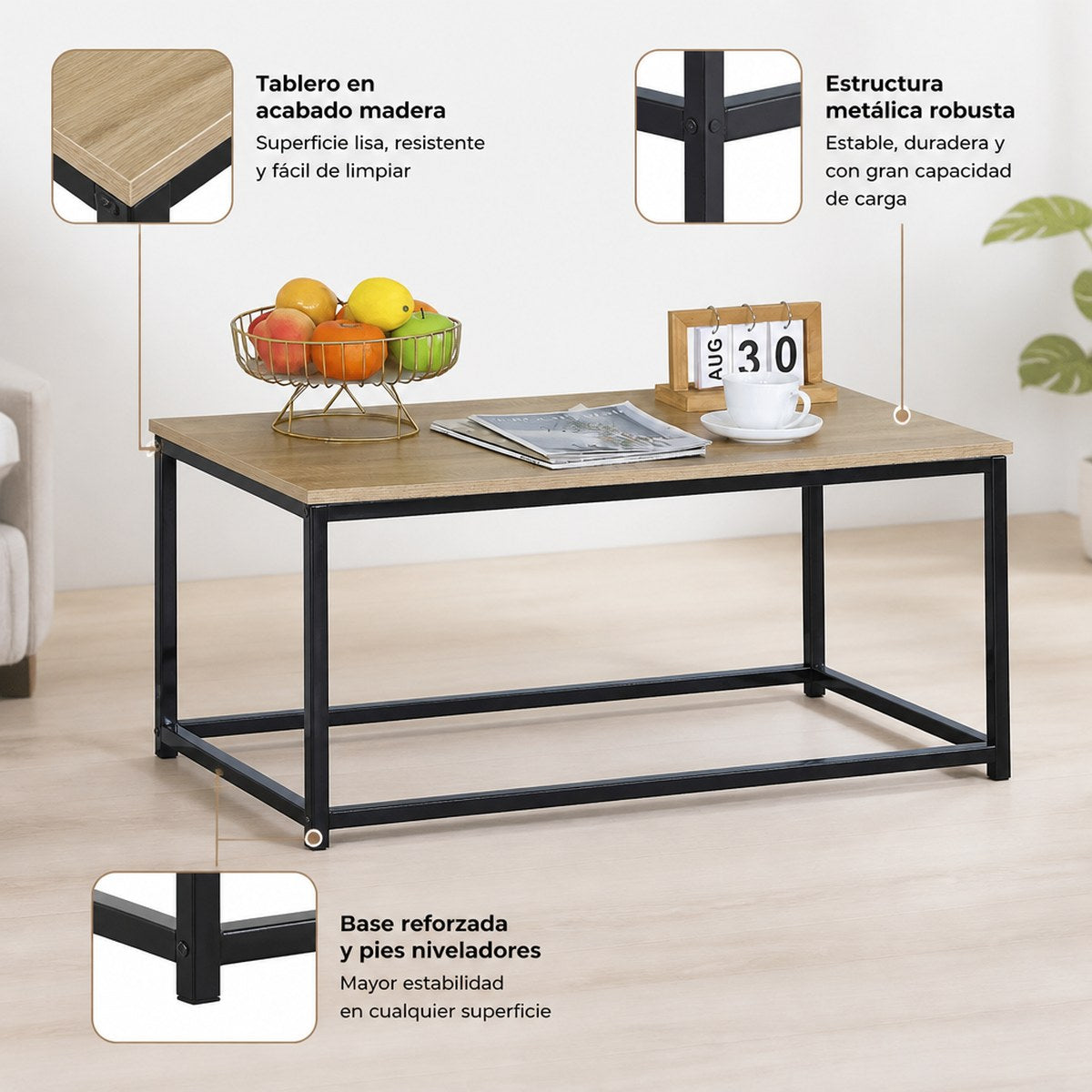 Modern Industrial Style Metal Frame Coffee Table