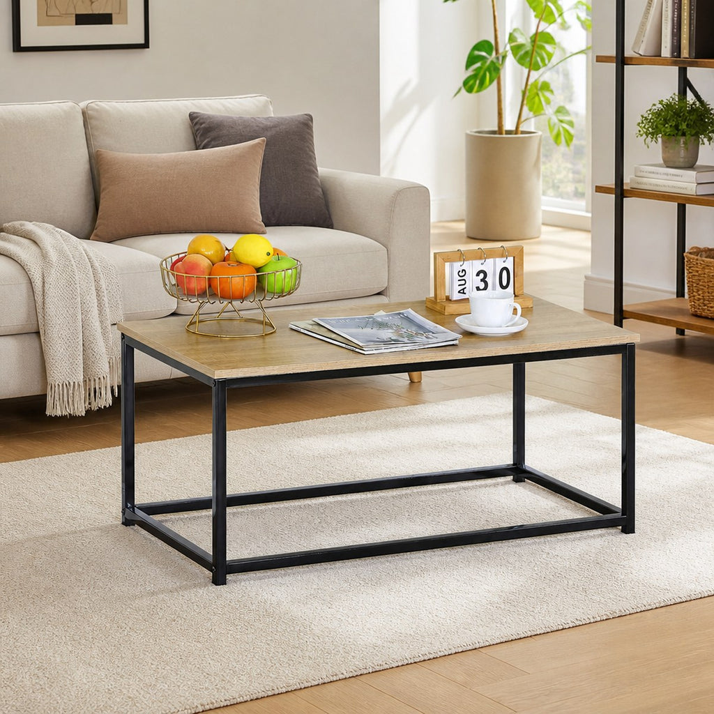Modern Industrial Style Metal Frame Coffee Table