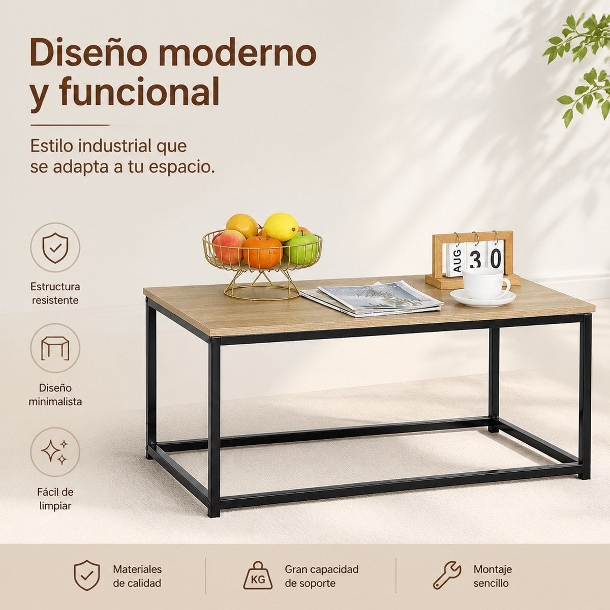 Modern Industrial Style Metal Frame Coffee Table