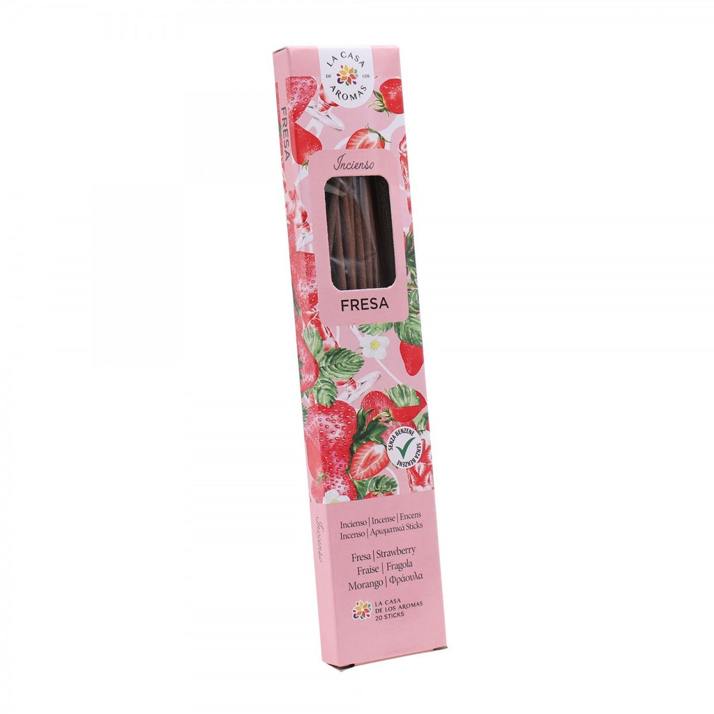 La Casa de Aromas Strawberry Incense Sticks product images and lifestyle scenes