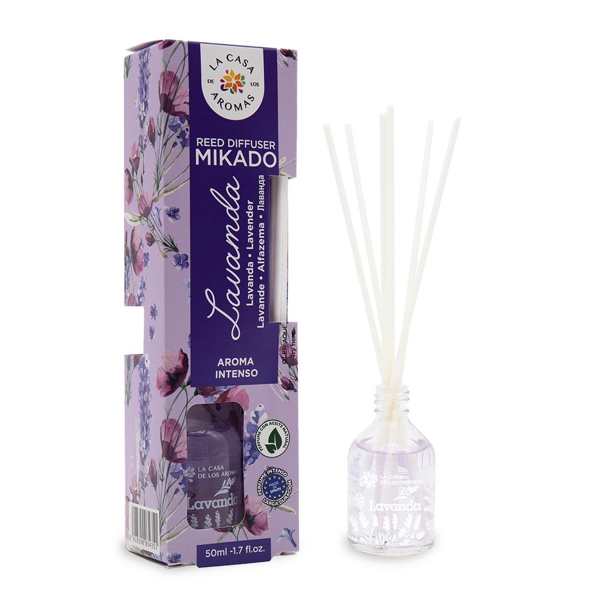 La Casa de los Aromas Lavender Reed Diffuser Mikado, 50ml product images and lifestyle scenes