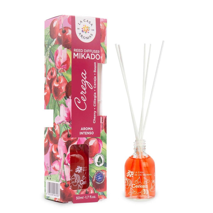 La Casa de los Aromas Cherry Reed Diffuser product images and lifestyle scenes