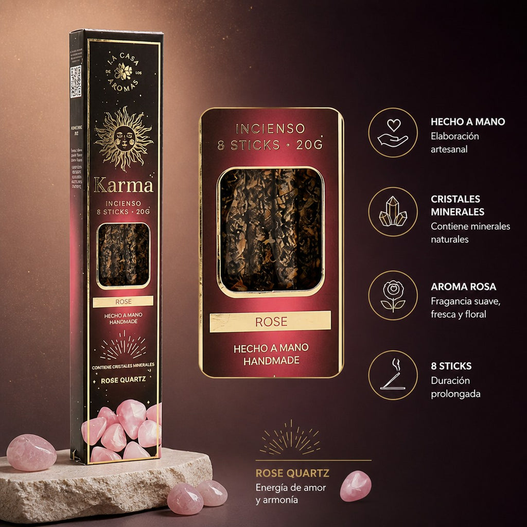Karma Incense Sticks with Rose Quartz