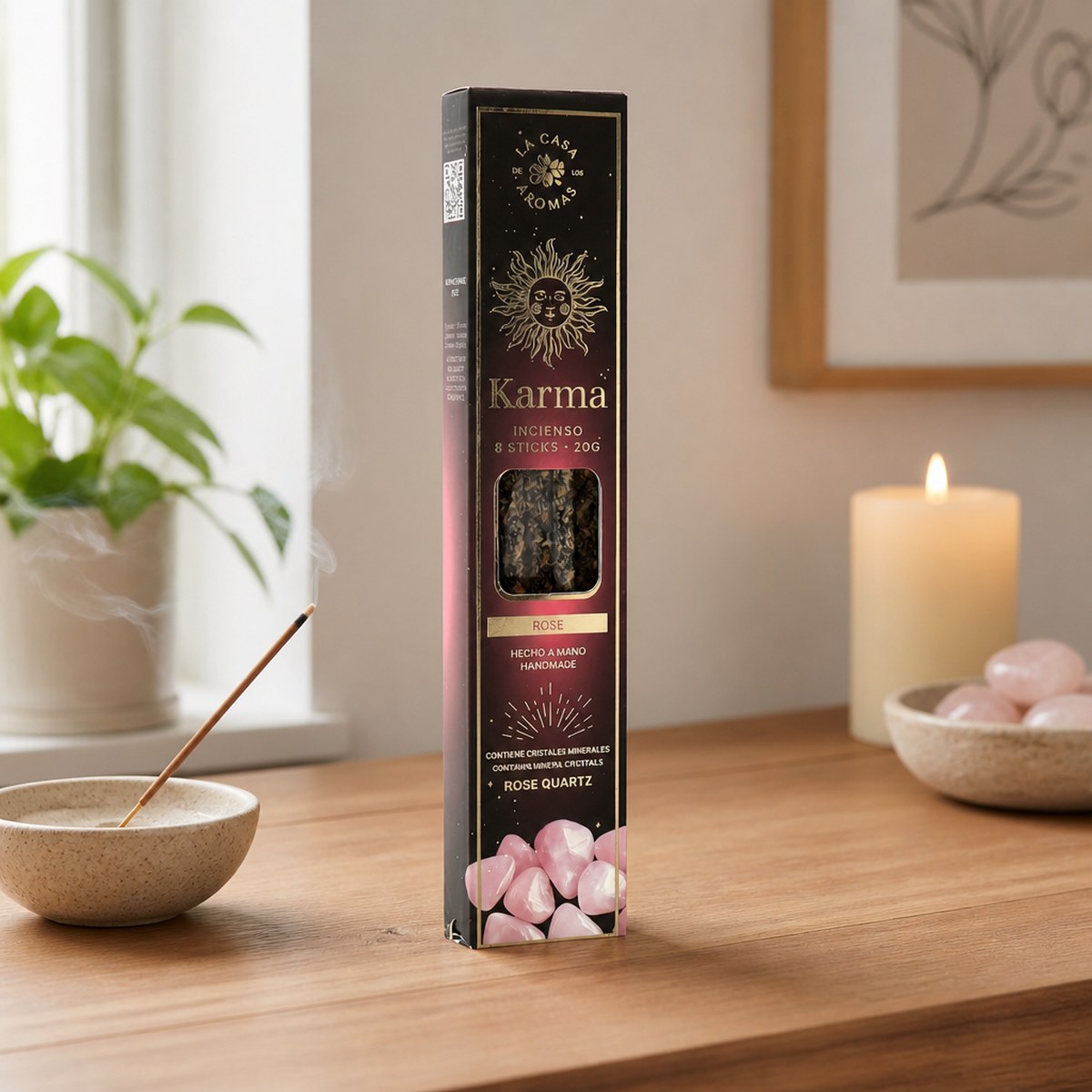 Karma Incense Sticks with Rose Quartz