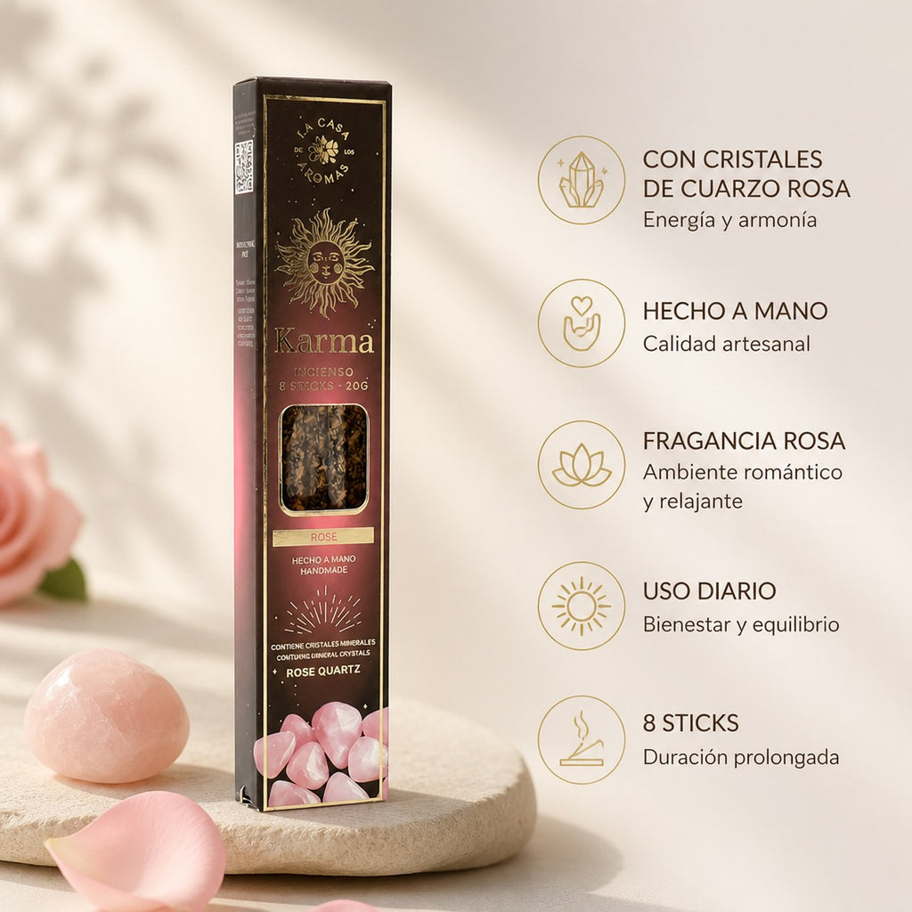 Karma Incense Sticks with Rose Quartz