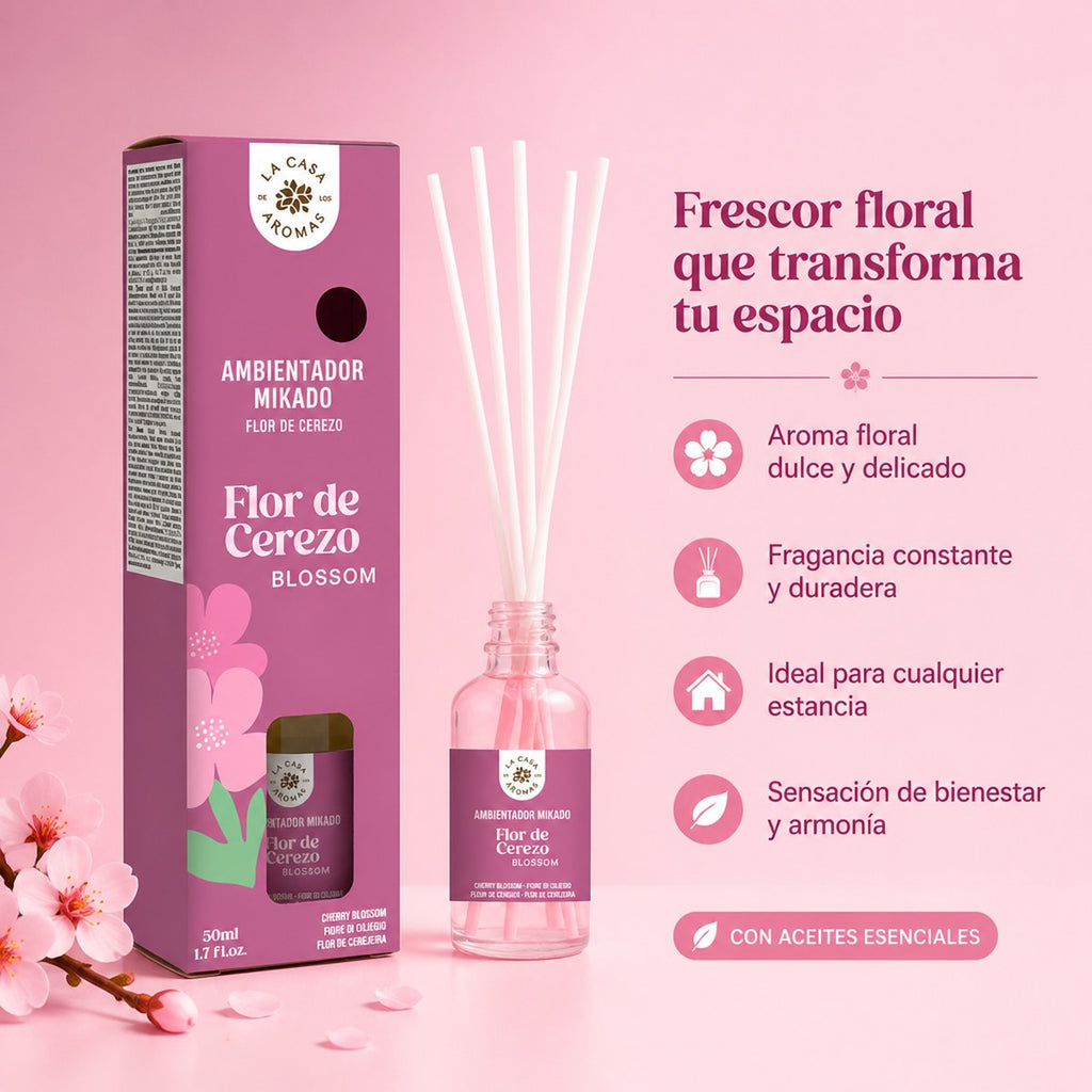 Mikado Cherry Blossom Air Freshener La Casa de los Aromas | 50 ml | Delicate Scent | Home