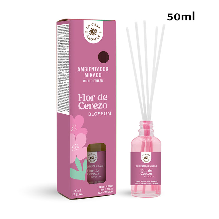 La Casa de los Aromas Cherry Blossom Reed Diffuser product images and lifestyle scenes
