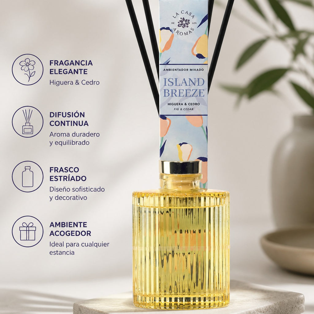 Mikado Island Breeze Air Freshener La Casa de los Aromas | 250 ml | Fig and Cedar | Home