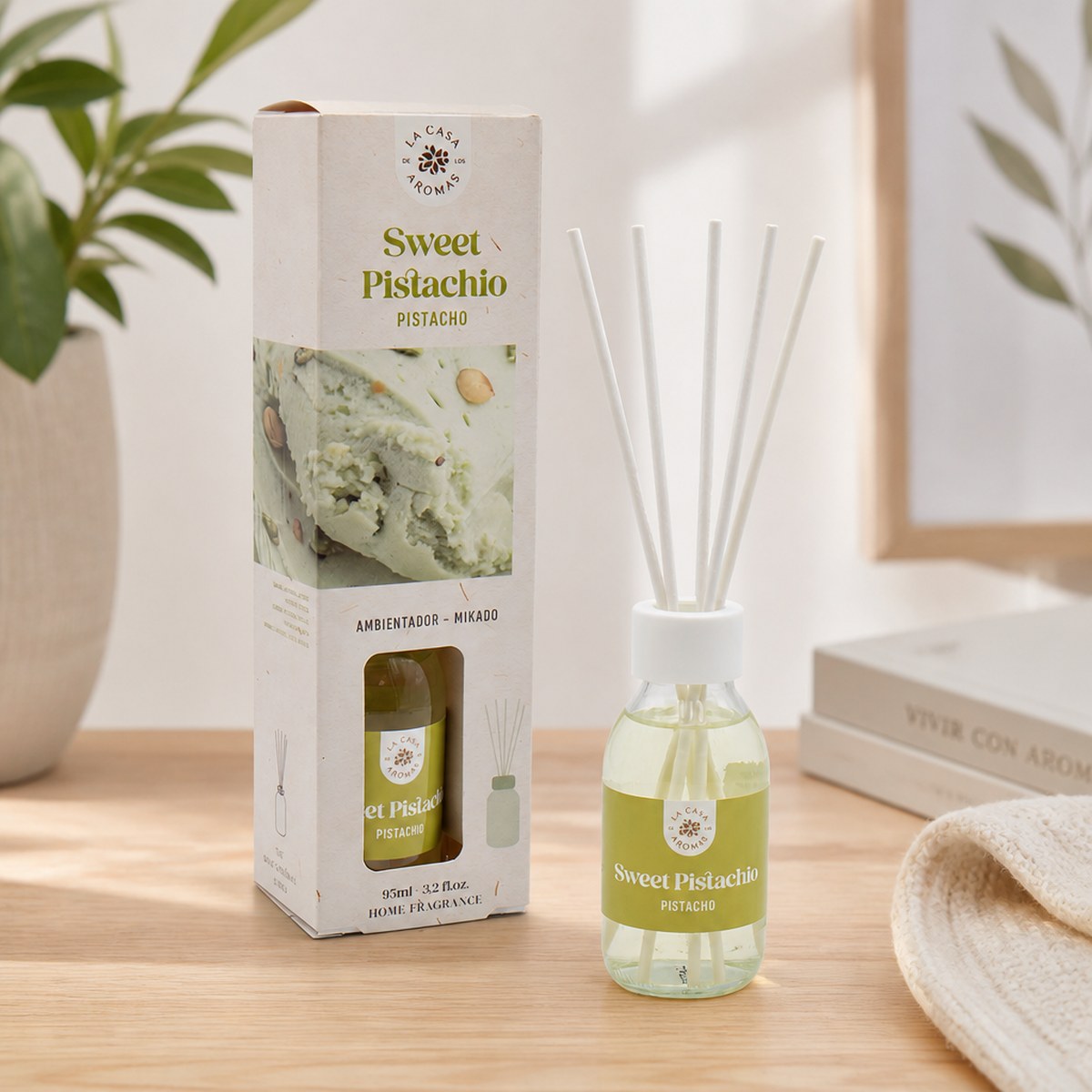 Mikado Air Freshener Sweet Pistachio La Casa de los Aromas | 95 ml | Sweet Pistachio Scent | Home