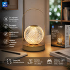 Lámpara LED de Mesa Extrahouse ASL721 | Esfera Cristal Retro | Táctil Regulable | USB-C