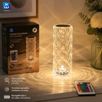 Tall RGB Crystal-Effect Rechargeable LED Desk Lamp with Remote Control