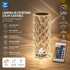 Tall RGB Crystal-Effect Rechargeable LED Desk Lamp with Remote Control