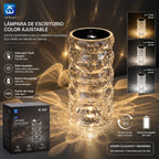 Crystal-Effect Rechargeable LED Desk Lamp with Adjustable Color