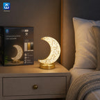 Extrahouse Crescent Moon Crystal LED Table Lamp, 3-Color Touch Dimmable
