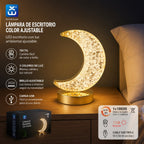 Extrahouse Crescent Moon Crystal LED Table Lamp, 3-Color Touch Dimmable