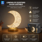 Extrahouse Crescent Moon Crystal LED Table Lamp, 3-Color Touch Dimmable