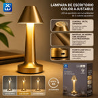 Extrahouse Rechargeable LED Table Lamp, 3-Color Touch Control