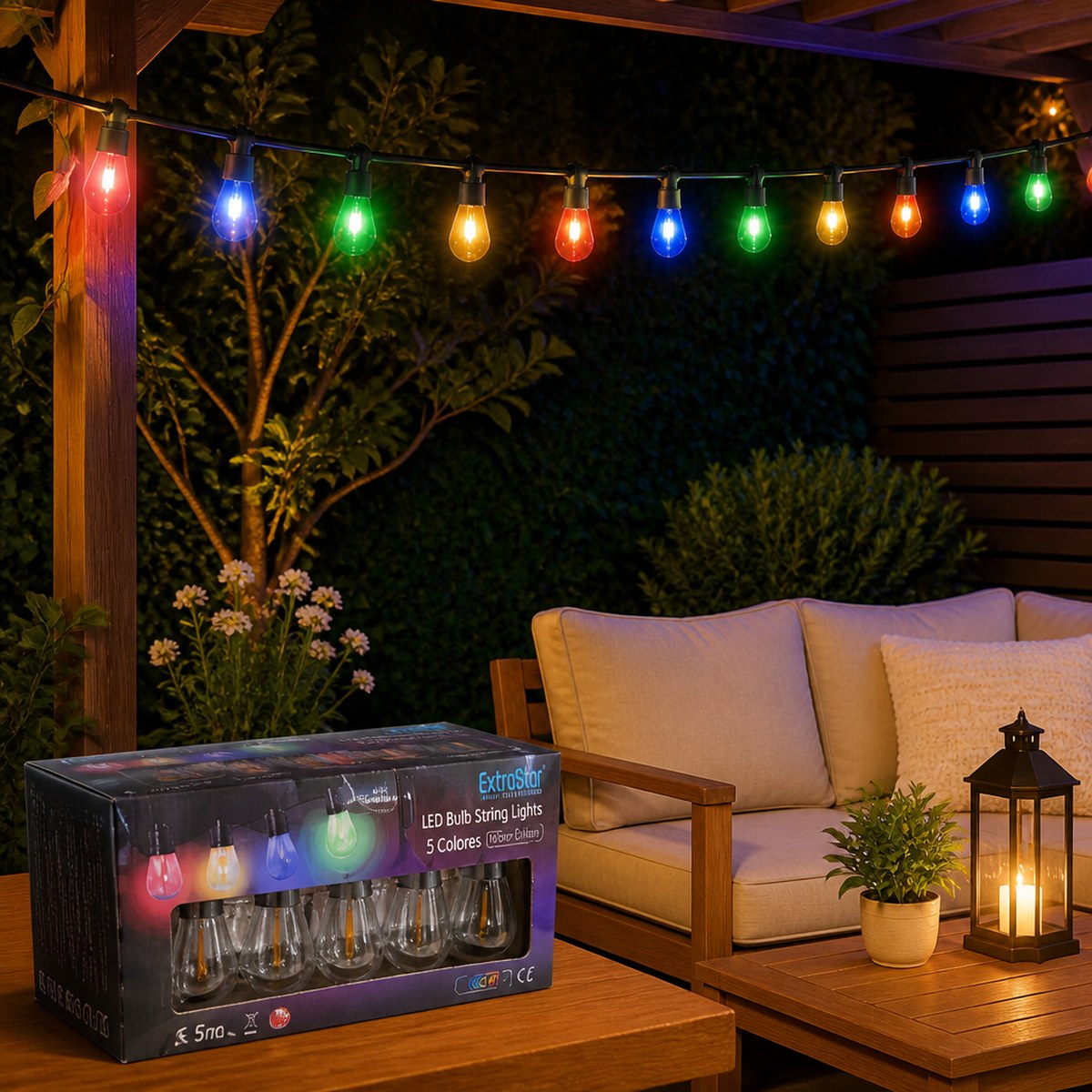 ExtraStar RGB LED Garland, 6.5m, 10 Bulbs