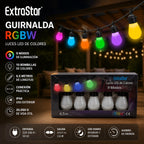 Guirnalda LED RGBW ExtraStar | 6,5 m | 10 Bombillas | 9 Modos | Interior y Exterior
