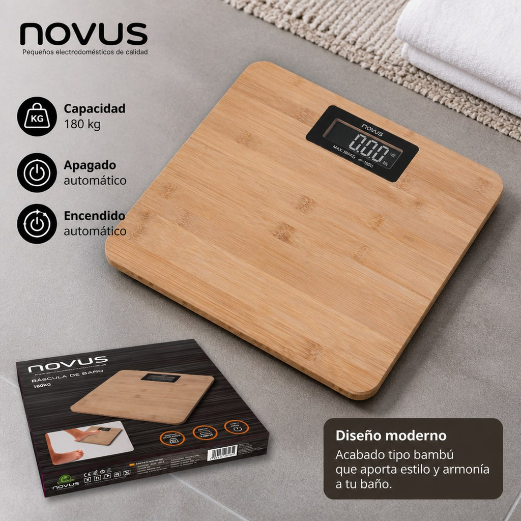 Novus digital bathroom scale with bamboo surface