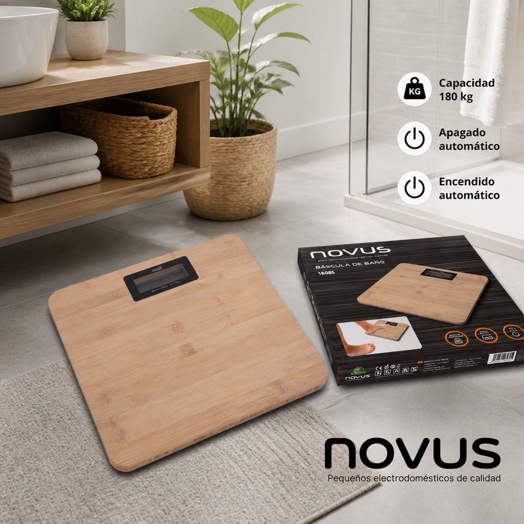 Novus digital bathroom scale with bamboo surface