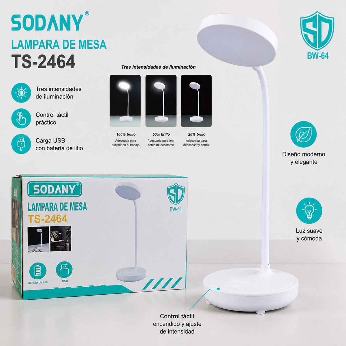Lámpara de Mesa LED SODANY TS-2464