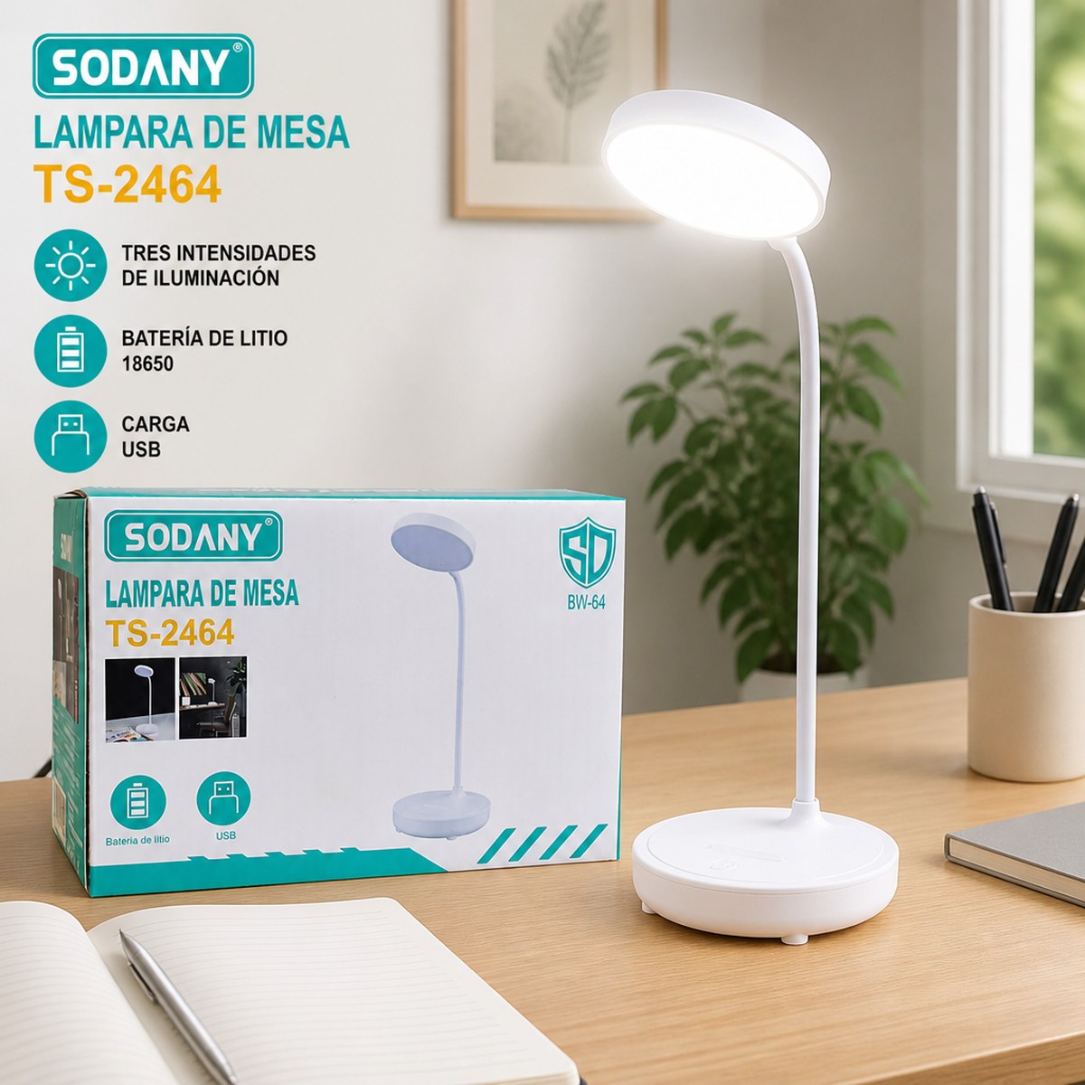 Lámpara de Mesa LED SODANY TS-2464