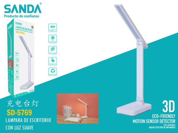 SANDA SD-5769 Foldable LED Desk Lamp with Soft Light and Motion Sensor product images and lifestyle scenes