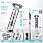 Afeitadora Eléctrica Lavable Pritech RSM-2574 | 3 Cabezales Flotantes | Pantalla Digital | Aluminio