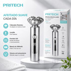 Afeitadora Eléctrica Lavable Pritech RSM-2574 | 3 Cabezales Flotantes | Pantalla Digital | Aluminio