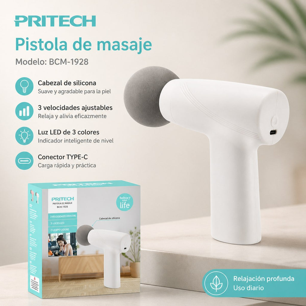 Pistola de masaje portátil PRITECH BCM-1928