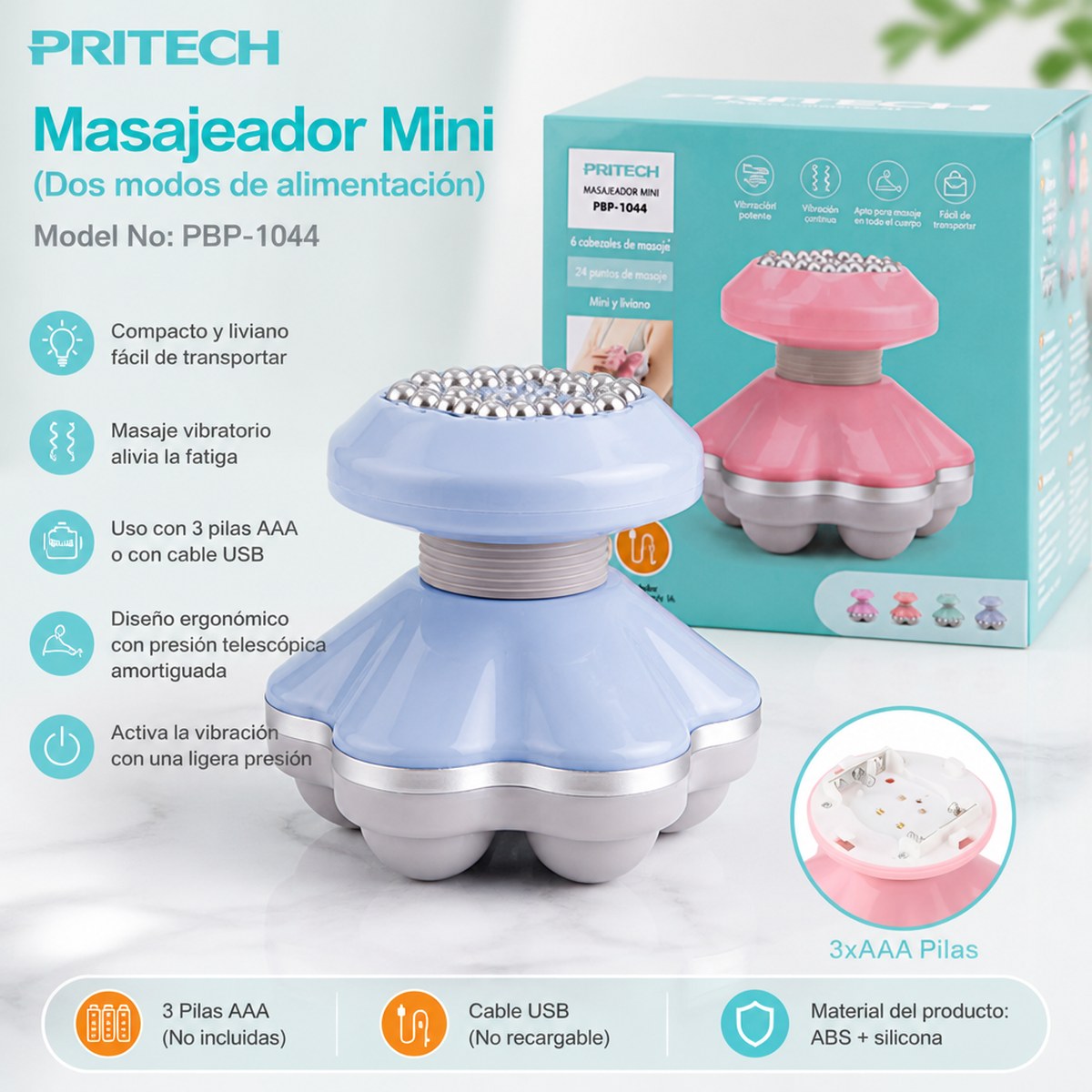 Masajeador Mini Prittech (Doble Alimentación)