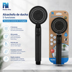 Alcachofa de Ducha Nueva Idea | 5 Modos | Alta Presión | Color Negro | 25,5 cm